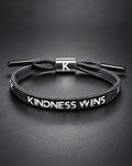 Kindness Wins Adjustable Cord Bracelet – Black