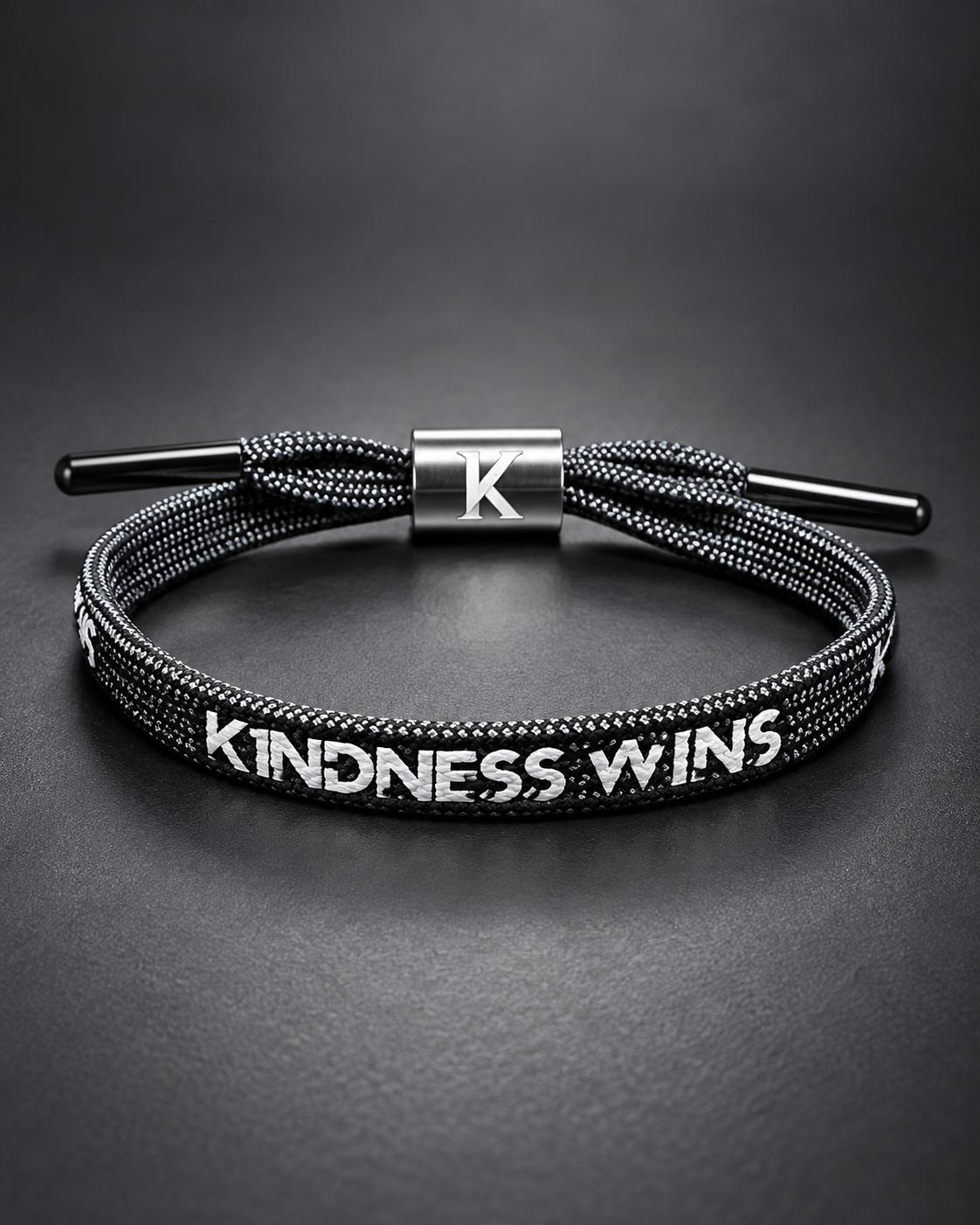 Kindness Wins Adjustable Cord Bracelet – Black