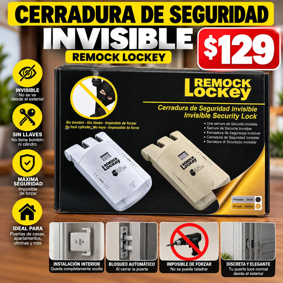 Cerradura de Seguridad Invisible Remock Lockey