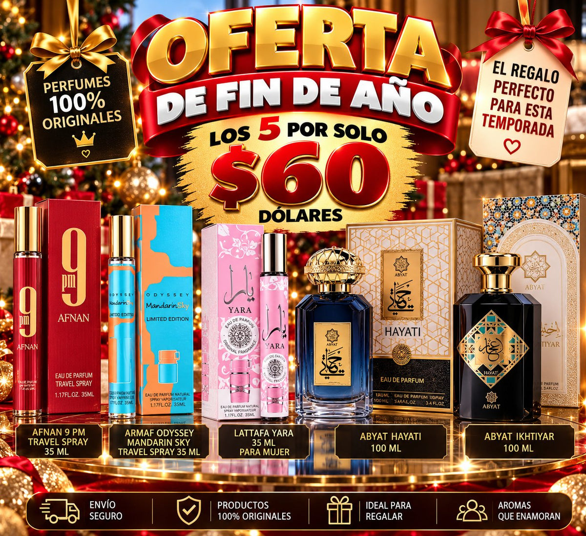 Oferta de Fin de Año — 5 Perfumes por $60