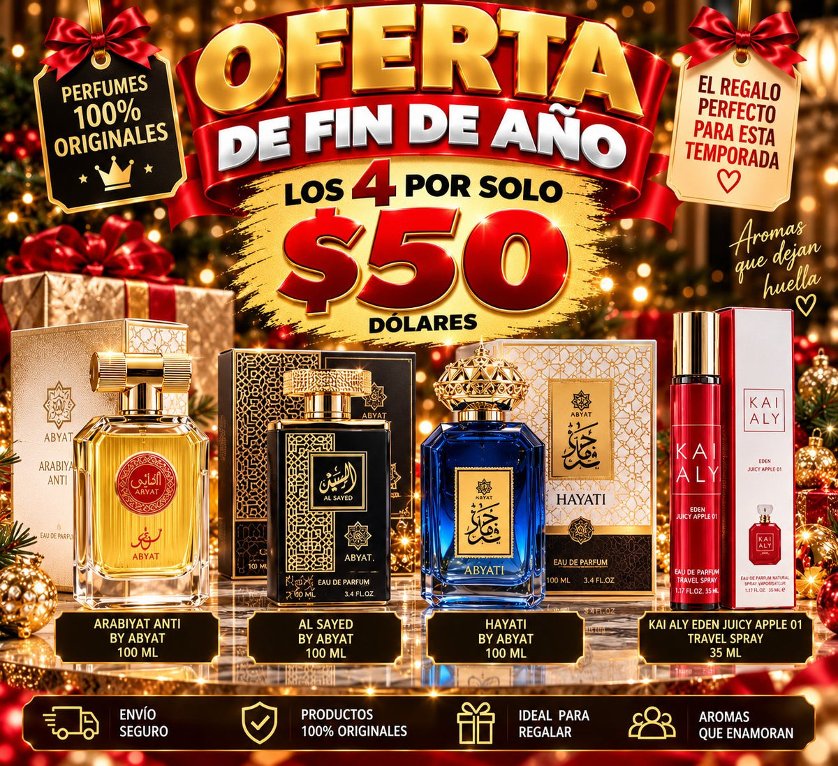 Oferta de Fin de Año — 4 Perfumes por $50