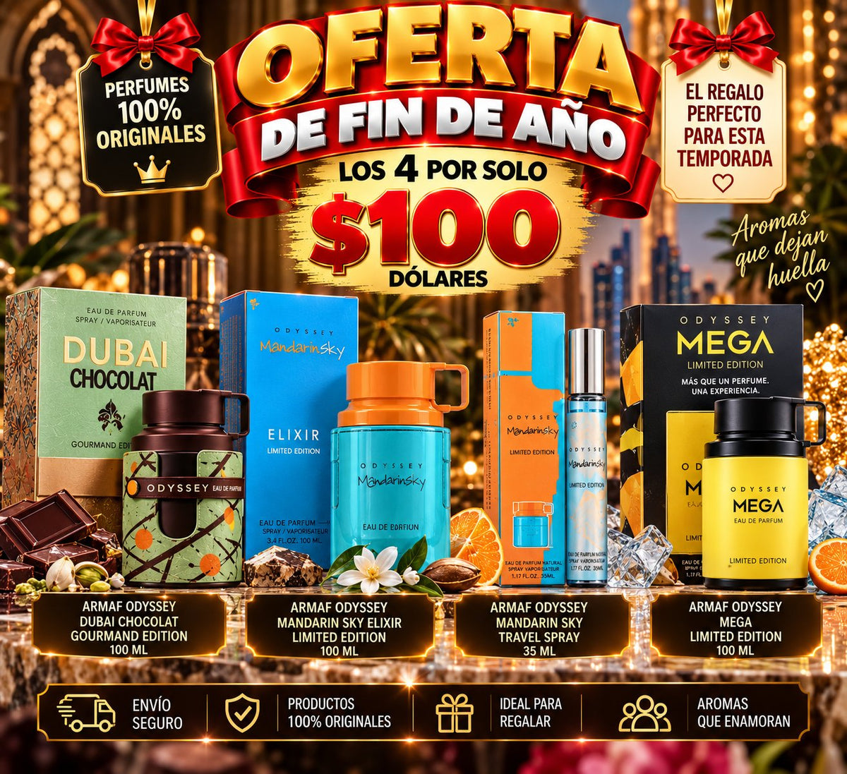 Oferta de Fin de Año — 4 Perfumes por $100
