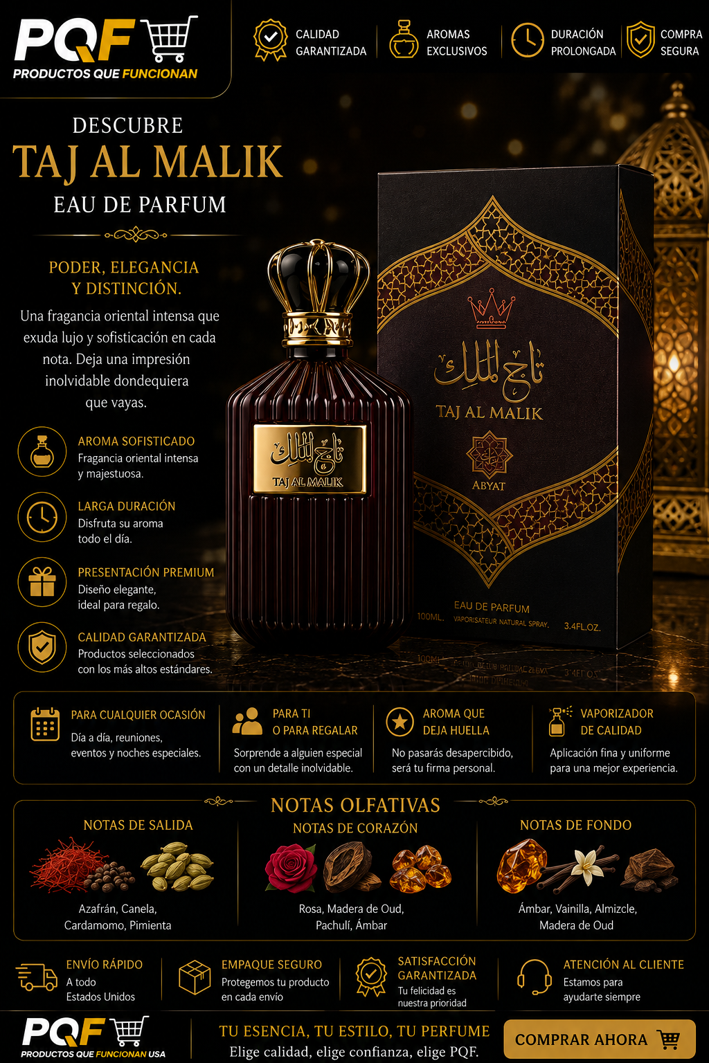 TAJ AL MALIK Eau de Parfum by Abyat – Perfume Árabe 100ml